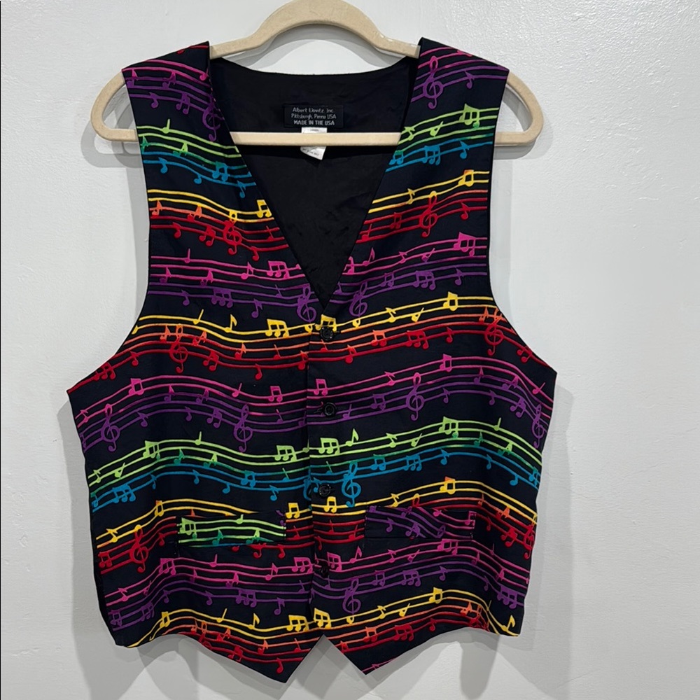 VINTAGE Colorful Musical Note Mens Vest made in Pittsburgh,PA